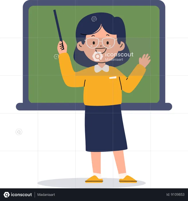 Profesora sosteniendo palo  Ilustración