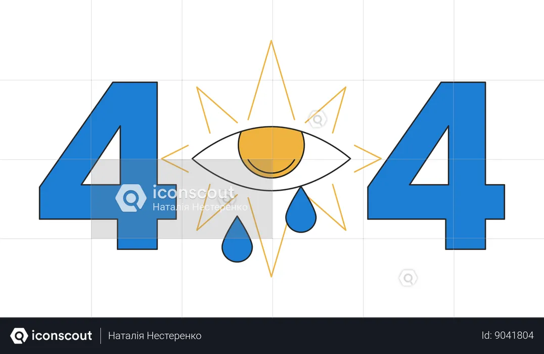 Mágico esotérico mal de ojo llorando lágrimas error 404 mensaje flash  Ilustración