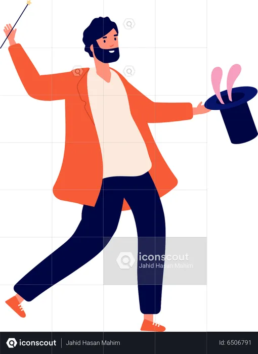 Magician Performing Tricks  Illustration