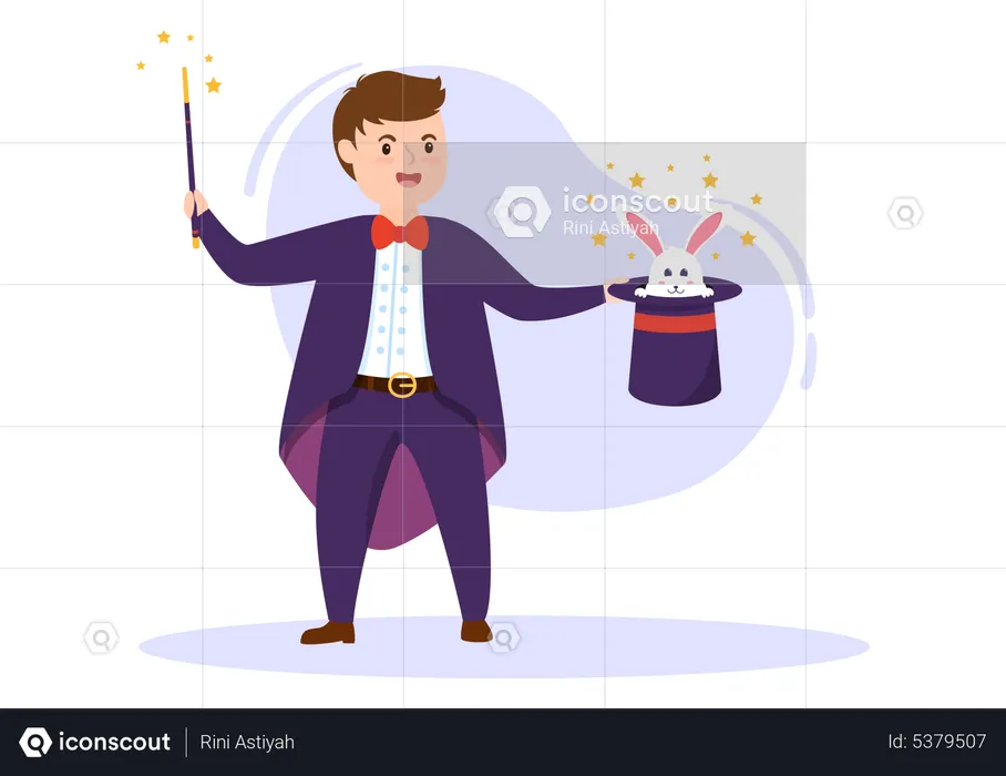 Magician Performing Tricks  Illustration