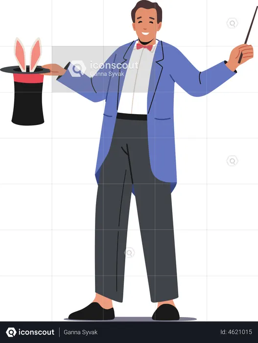 Magician Performing Tricks  Illustration