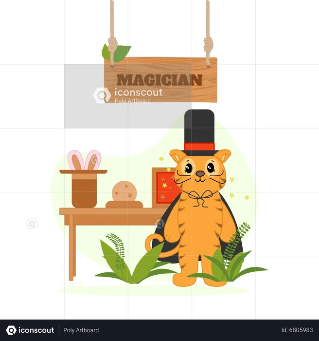 Best Magician tiger giving standing pose Illustration download in PNG ...