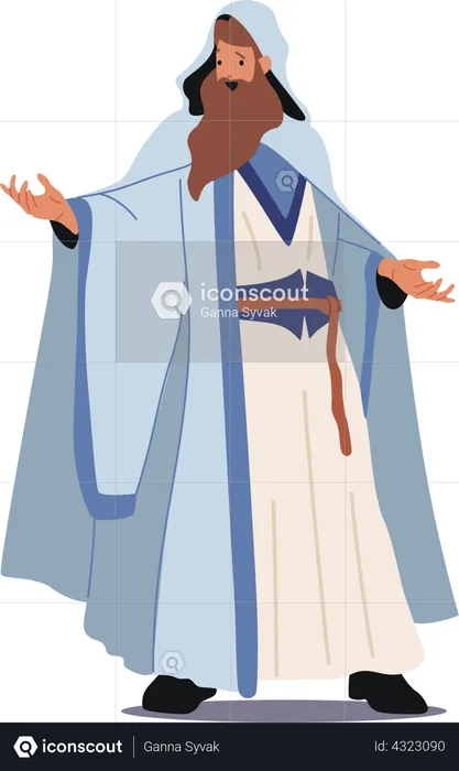 Magician Wizard Wear Long White Robe and Cloak with Hood Making Spell  Illustration