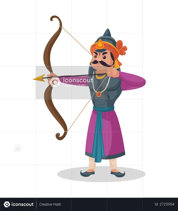 Maharana Pratap holding bow and arrow  Illustration