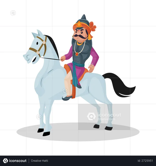 Maharana Pratap riding horse  Illustration