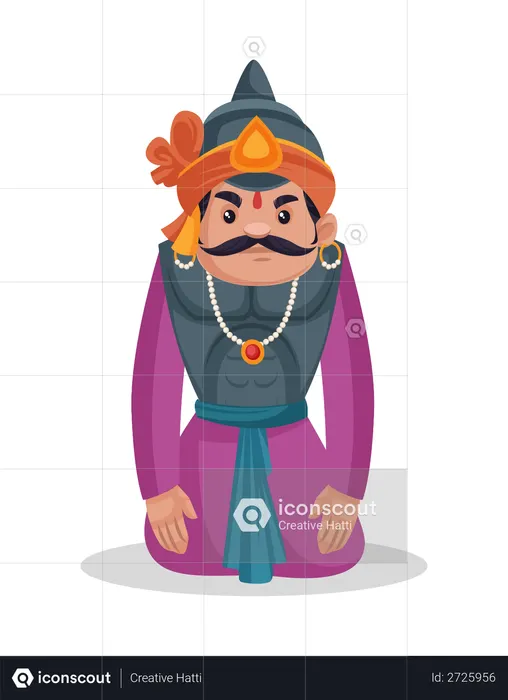 Maharana Pratap sitting on his knees  Illustration