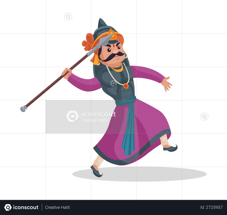 Maharana Pratap throwing Javelin  Illustration