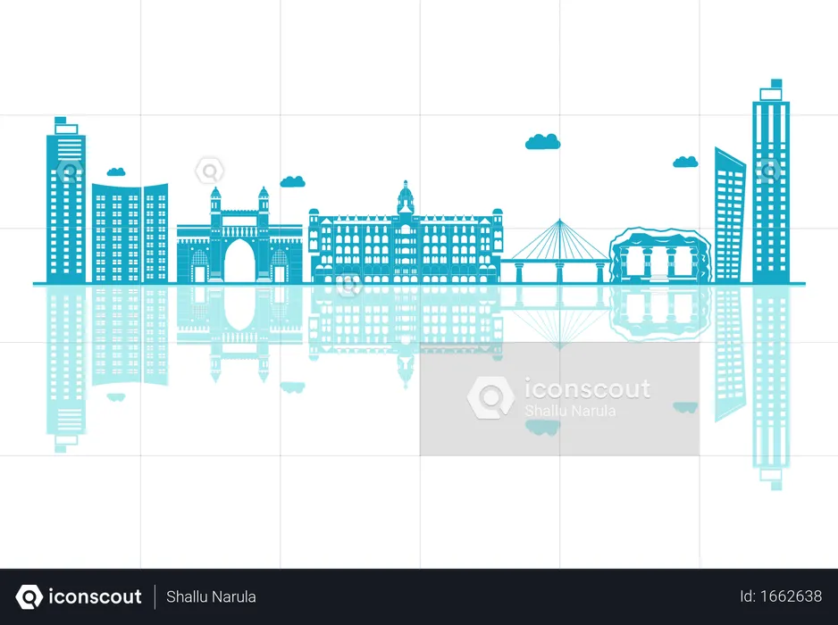 Maharashtra Skyline silhouette avec reflets  Illustration