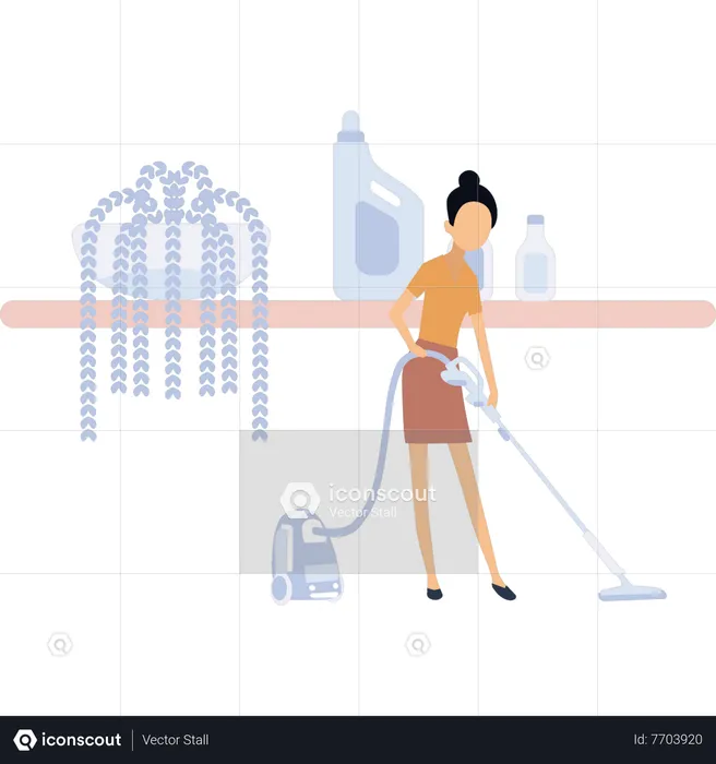 Maid cleaning floor  Illustration