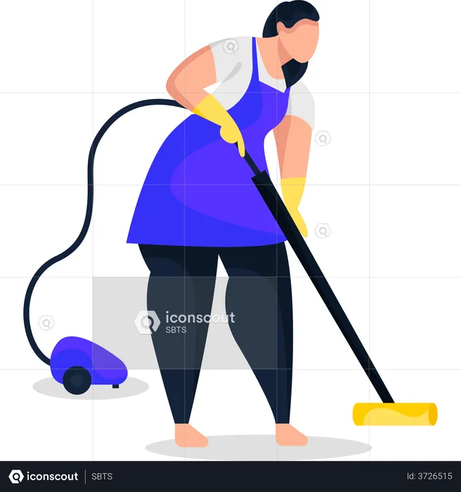 Maid vacuuming floor  Illustration