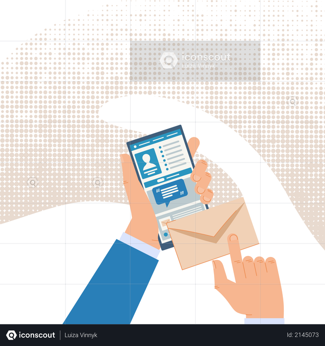 Mailing and Messaging in Social Network with Cellphone Application Illustration