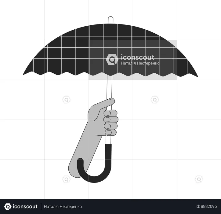 Main tenant un parapluie ouvert  Illustration