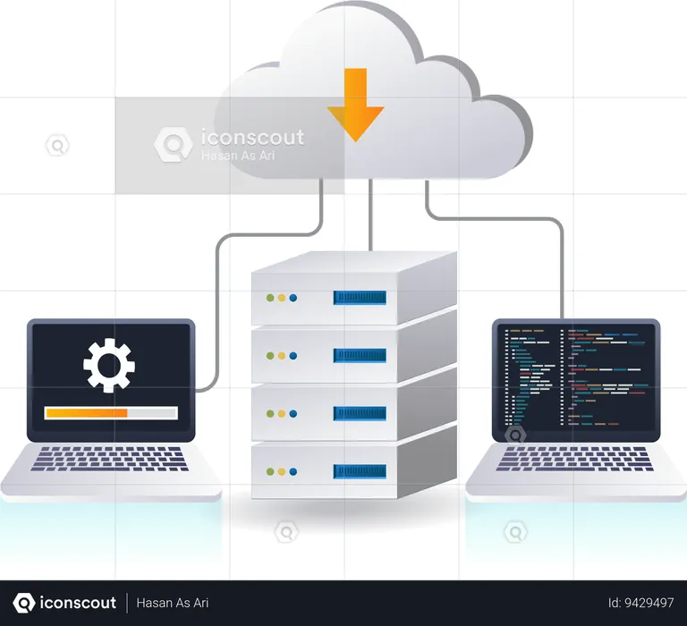 Maintaining technology cloud server system  Illustration
