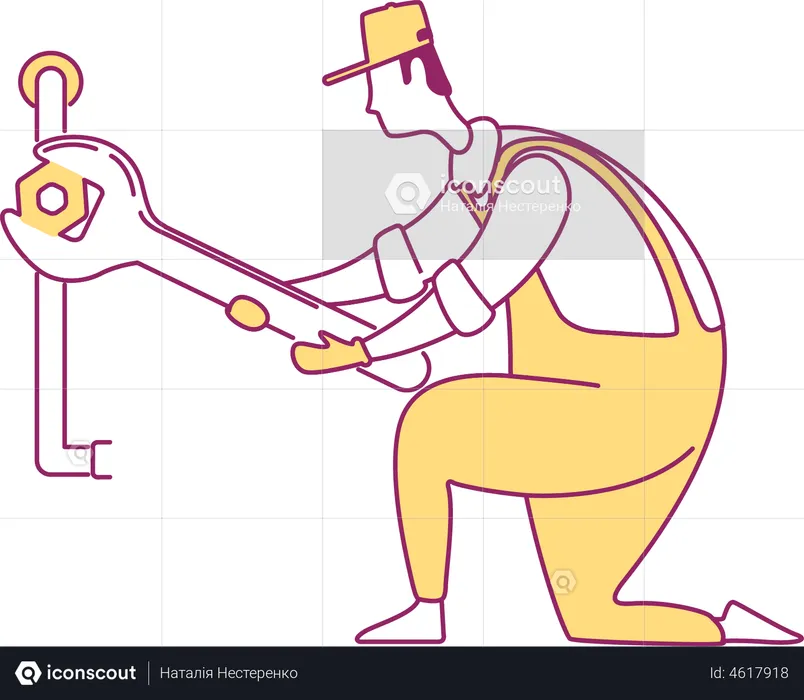 Maintenance worker with wrench  Illustration