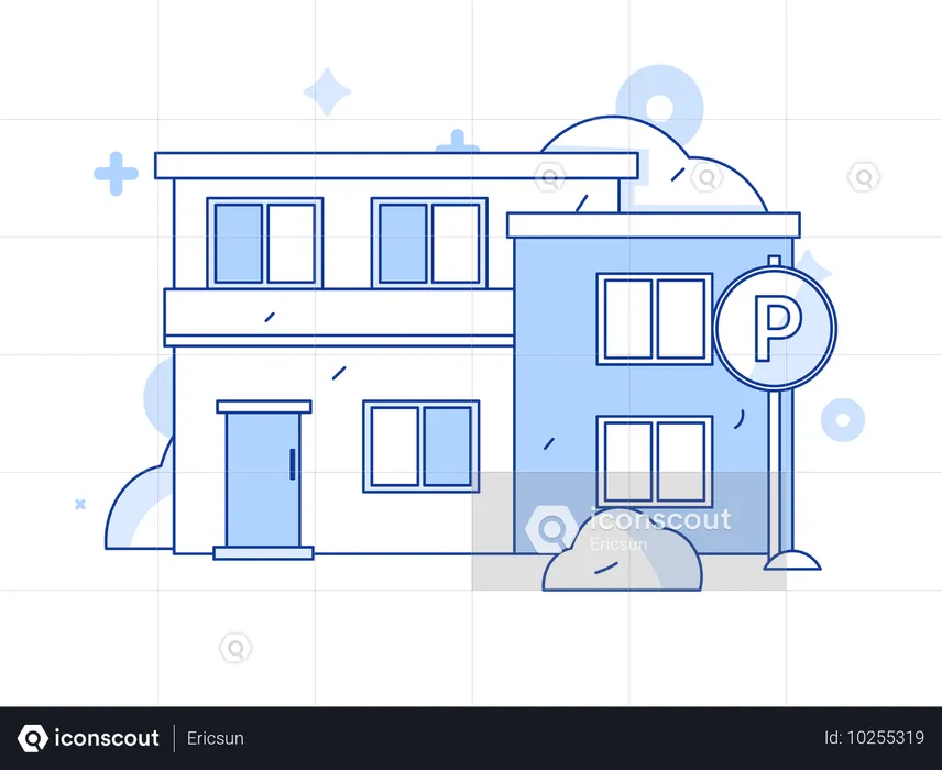 Maison avec zone de stationnement extérieur  Illustration