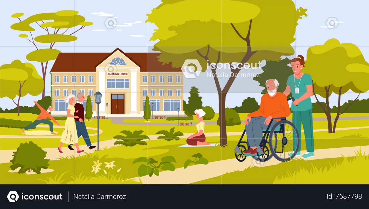 Maison de retraite pour personnes âgées  Illustration