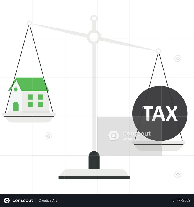 Solde de la maison et des impôts sur la balance  Illustration