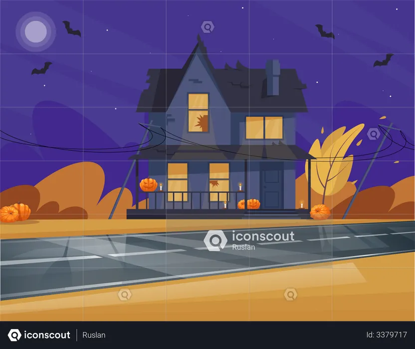 Maison sur le thème d'Halloween  Illustration