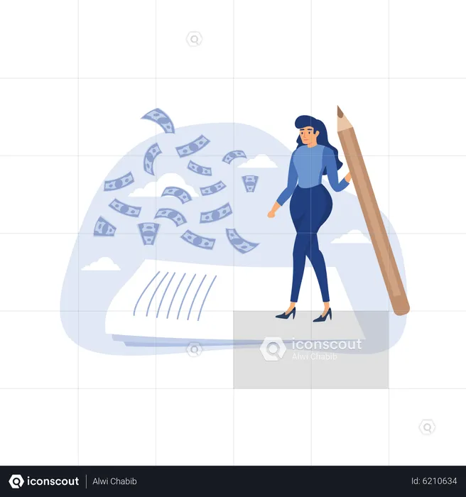 Make money from writing blog online  Illustration