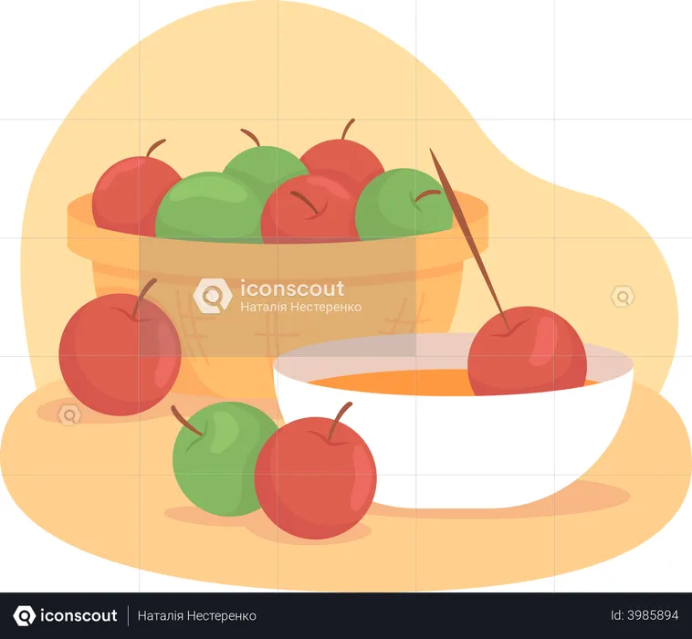 Making apple candy  Illustration