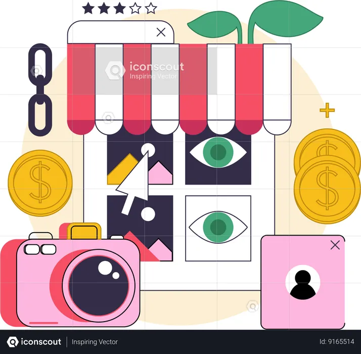 Making money from online shopping  Illustration