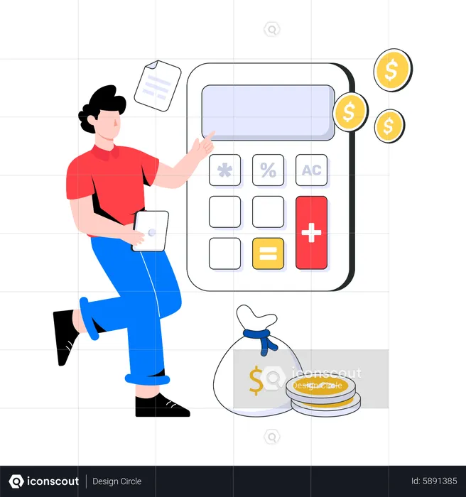 Male  Accountant calculate budget  Illustration