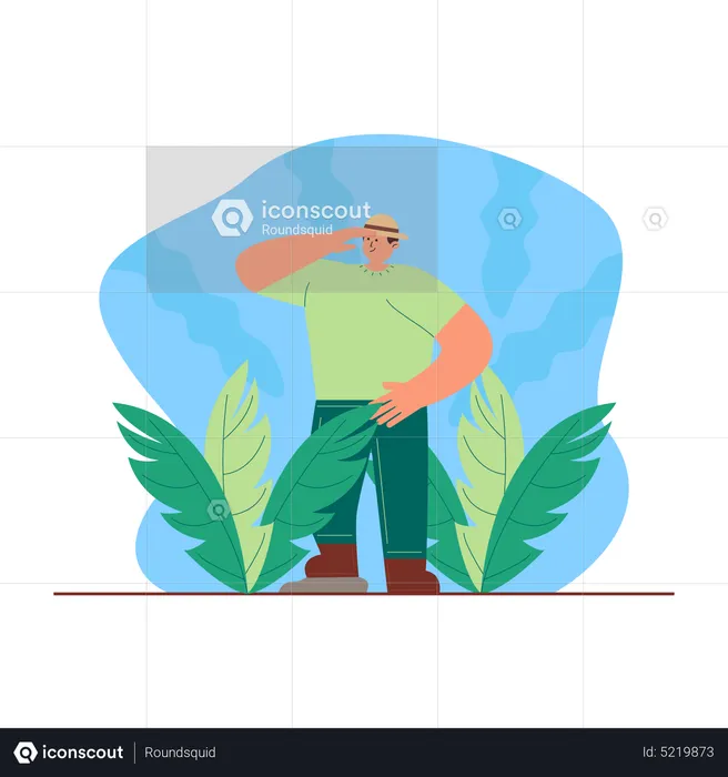 Male Adventurer in jungle  Illustration