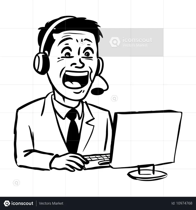 Male agent provide customer service  Illustration