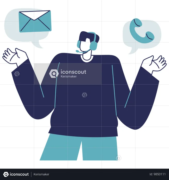 Male agent talking on Support call  Illustration