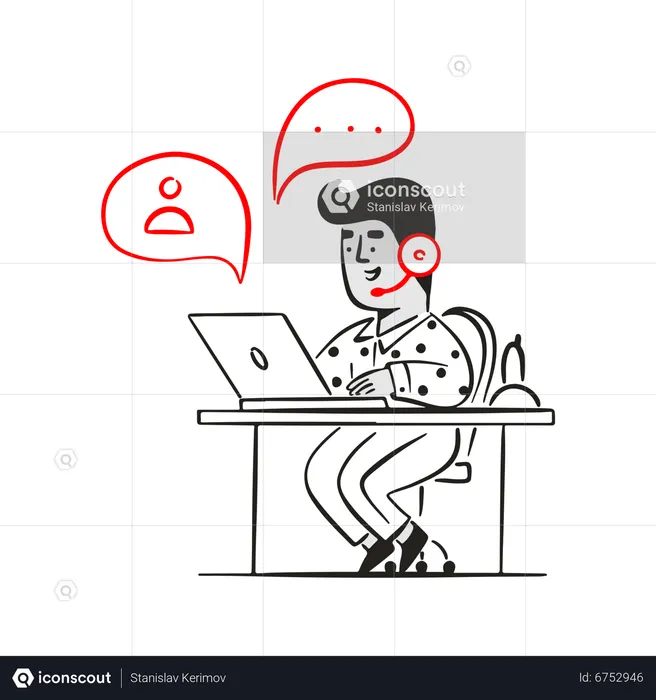 Male agent working at call center  Illustration