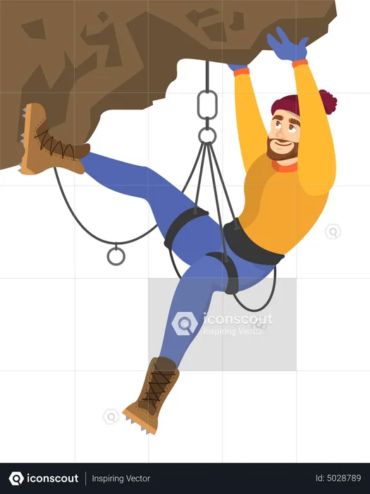 Male Alpinist climb the mountain  Illustration