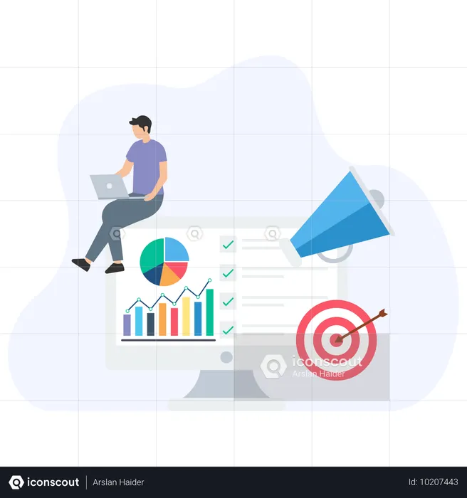 Male Analyzing Business Marketing  Illustration