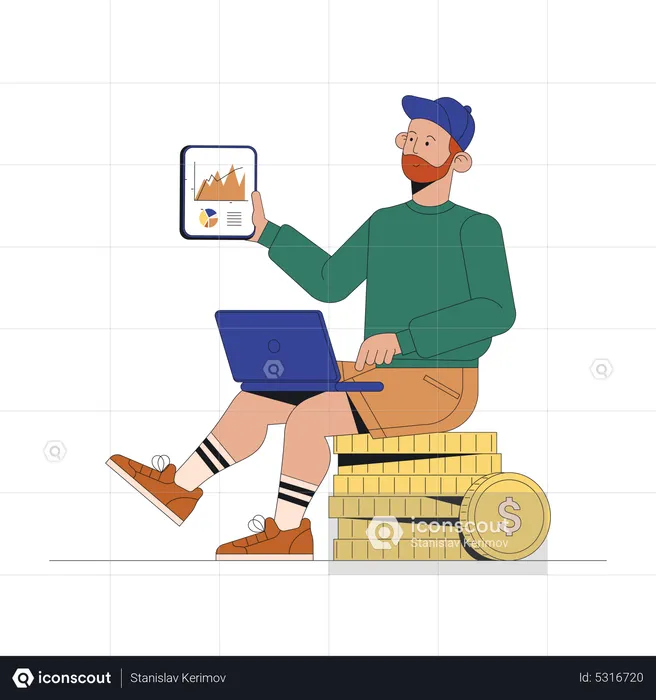 Male analyzing financial data  Illustration