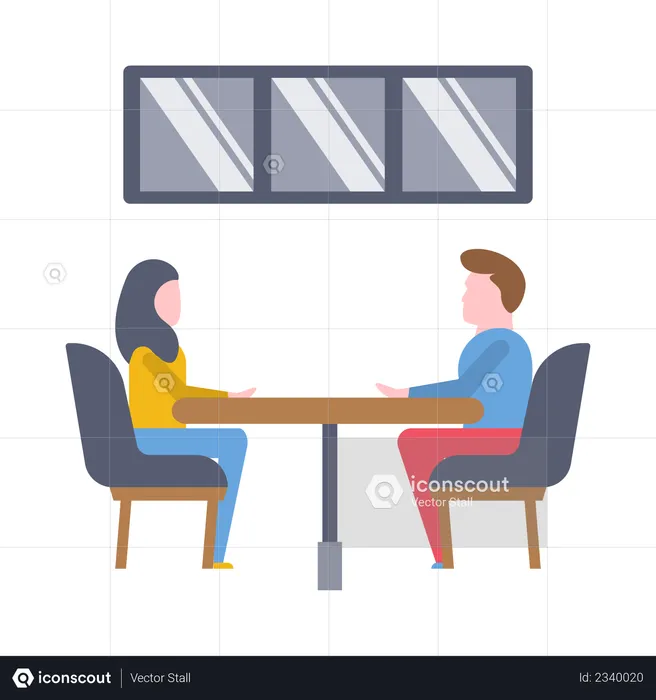 Male and female colleagues doing conversation  Illustration