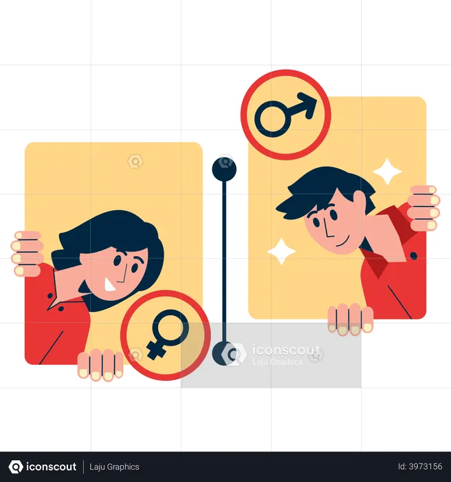 Male and female found a match through dating app  Illustration