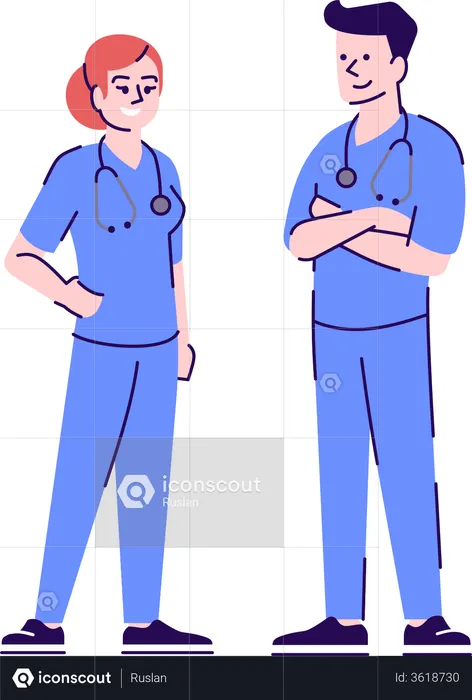 Male and female nurses  Illustration