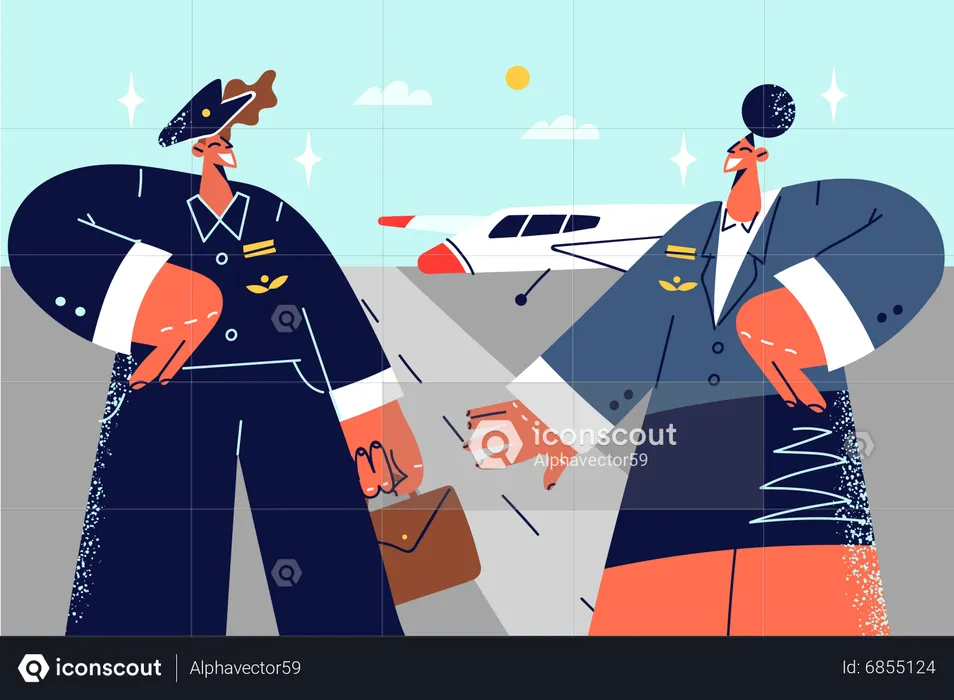 Male and female pilot  Illustration