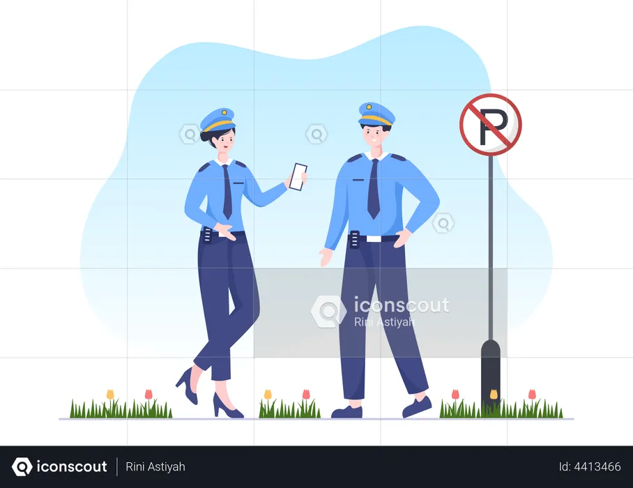 Male and Female Police officer  Illustration