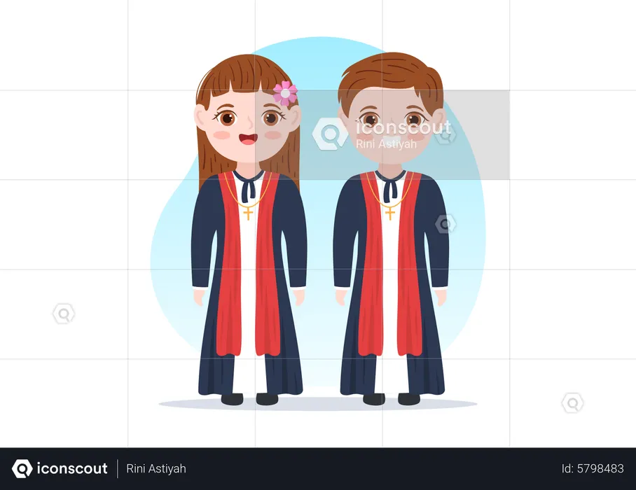 Male and female Priest  Illustration