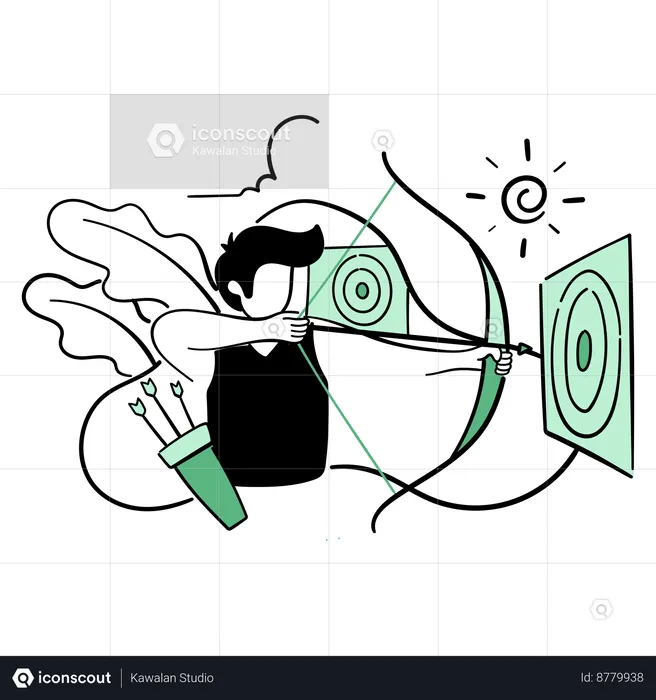 Male archery aiming target  Illustration