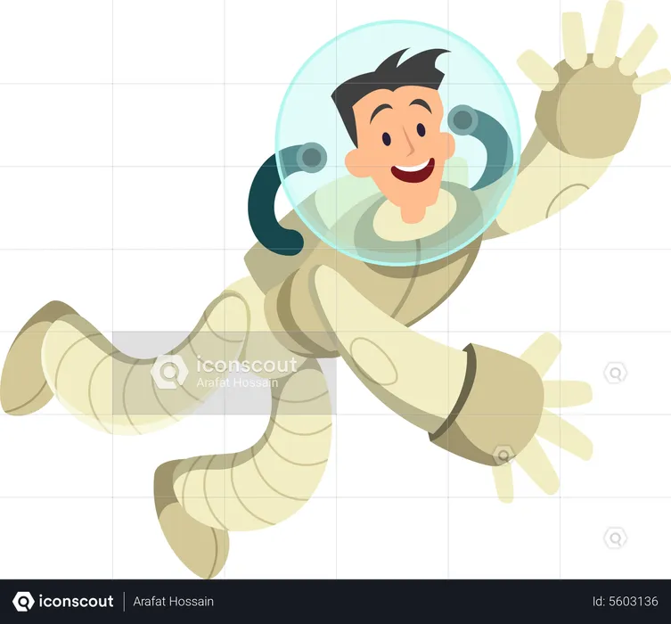 Male astronaut in spacesuit floating  Illustration