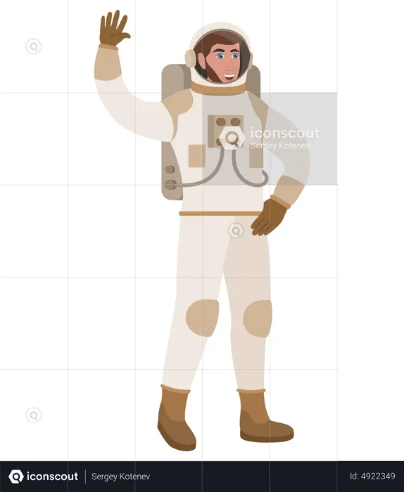 Male Astronaut Saying Hello  Illustration
