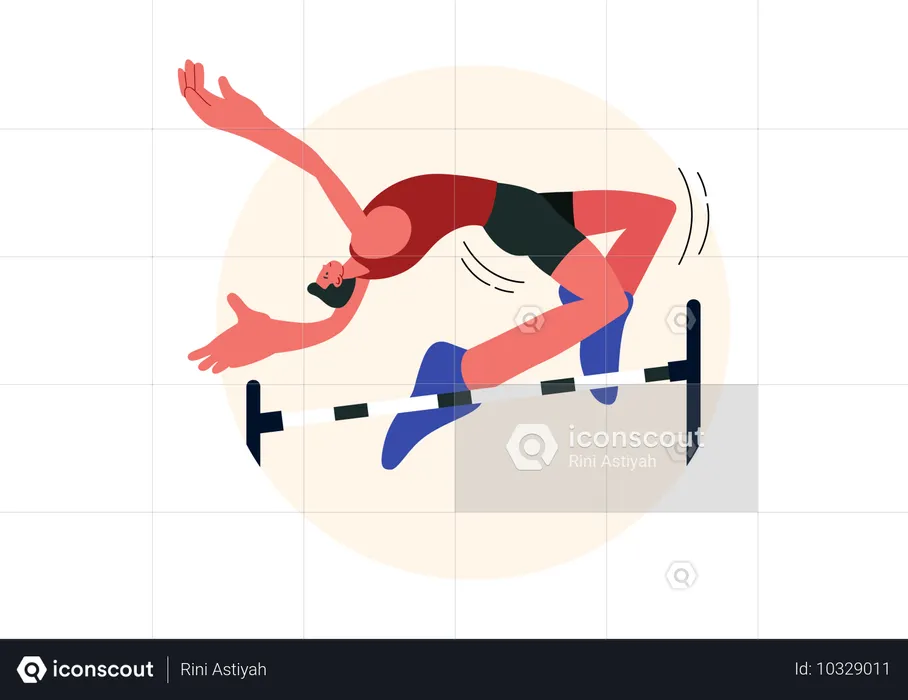 Male Athlete doing a High Jump  Illustration