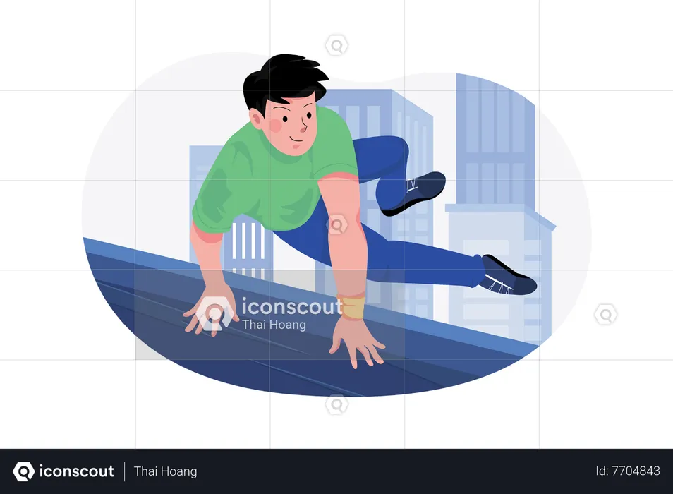 Male athlete doing parkour  Illustration