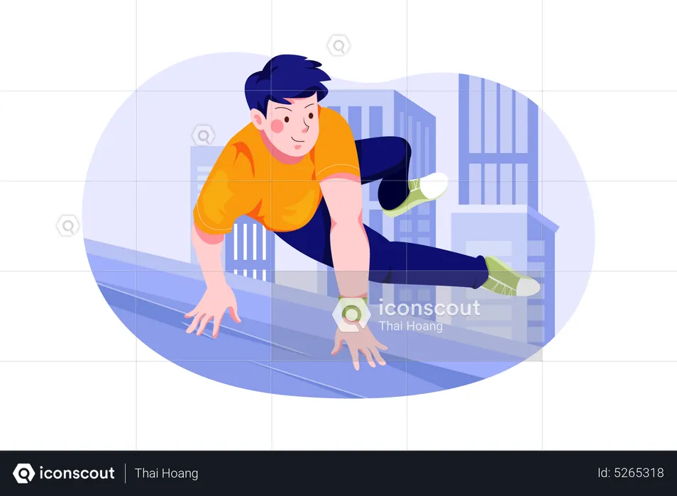 Male athlete doing parkour  Illustration