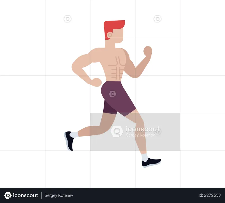 Male athlete running in race  Illustration