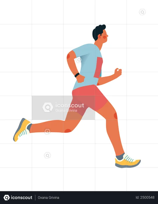 Male athlete running in the morning  Illustration