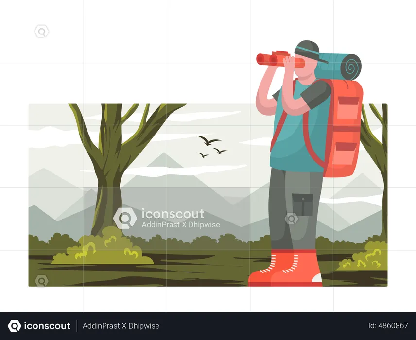 Male Backpacker  Illustration