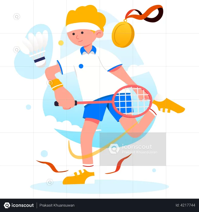 Male badminton player  Illustration