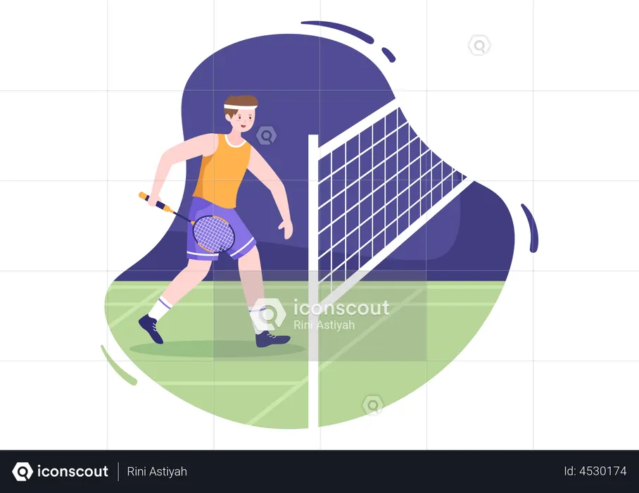 Male Badminton Player  Illustration